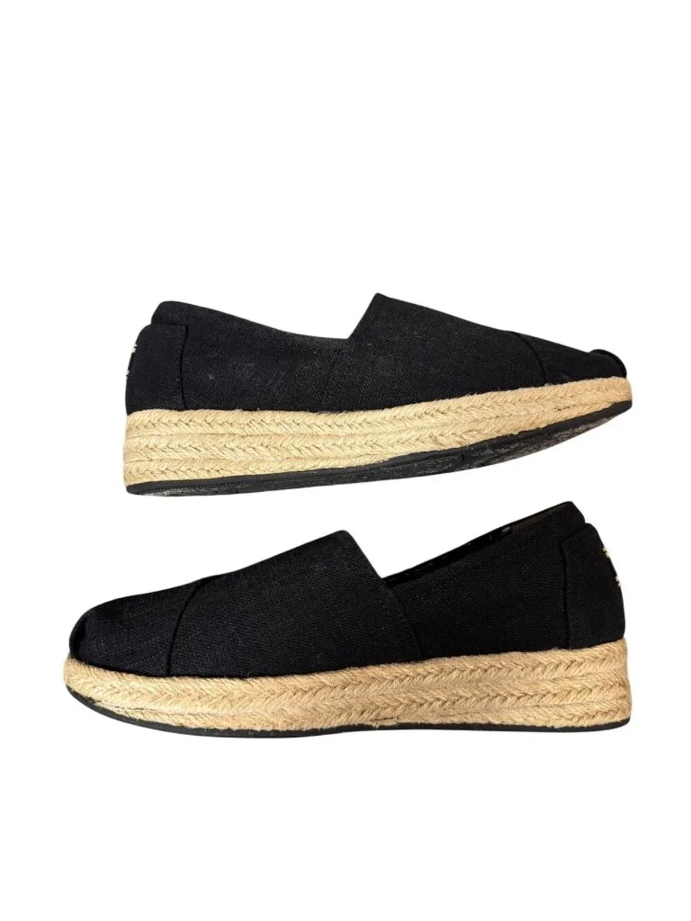 BOBS by Skechers Black Canvas Espadrille Slip-On Shoes Size 8
